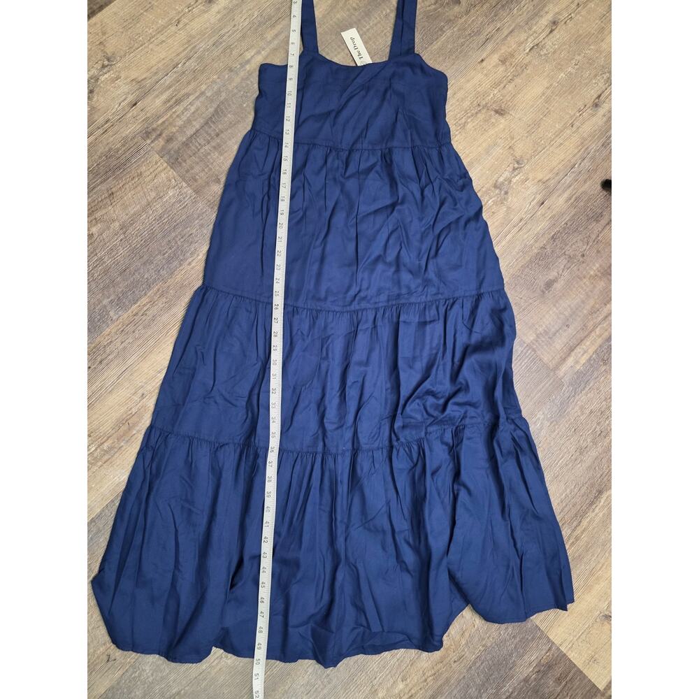 The Drop Britt Dress Navy Blue Tencel Lyocell Tiered Size XXS NWT - Picture 2 of 9